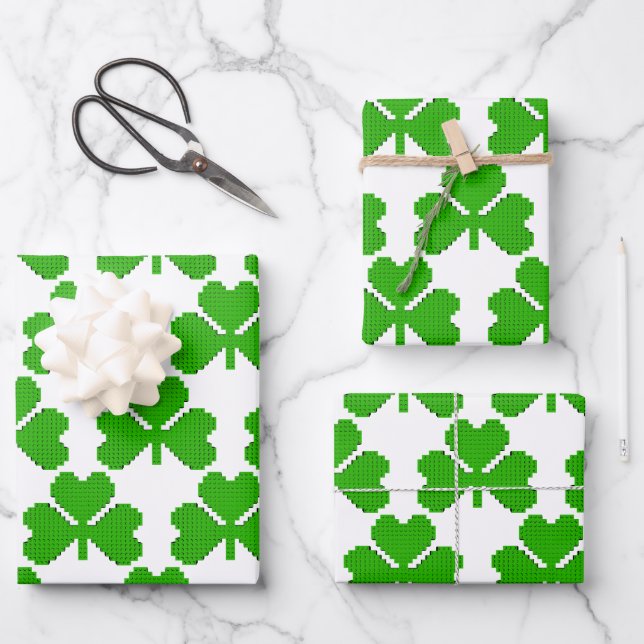 Shamrock Building Blocks Drawing Wrapping Paper Sheet (Front)