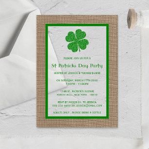 Shamrock & Burlap St. Patrick's Day Acrylic Invitations