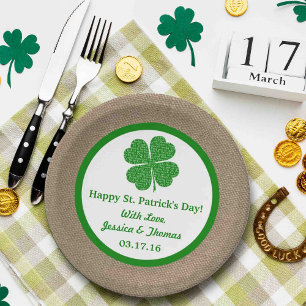 Shamrock & Burlap St. Patrick's Day Paper Plate