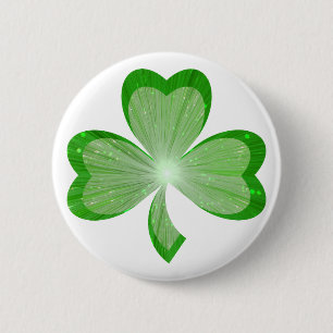 Shamrock button badge white
