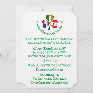 Shamrock Canada Ireland USA Personalise Text Invitation