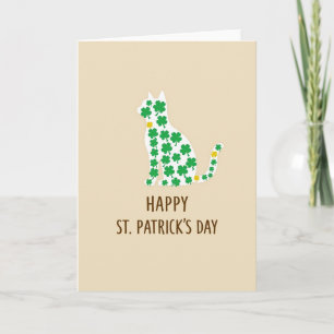 Shamrock Cat Faux Gold Foil Card