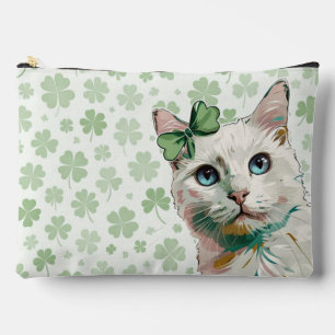 Shamrock Cat with Blue Eyes Accessory Pouch