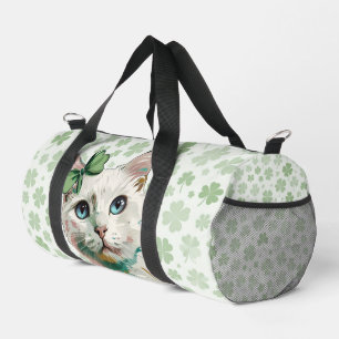 Shamrock Cat with Blue Eyes Duffle Bag