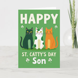 Shamrock Cats Happy St Cattys Day Card
