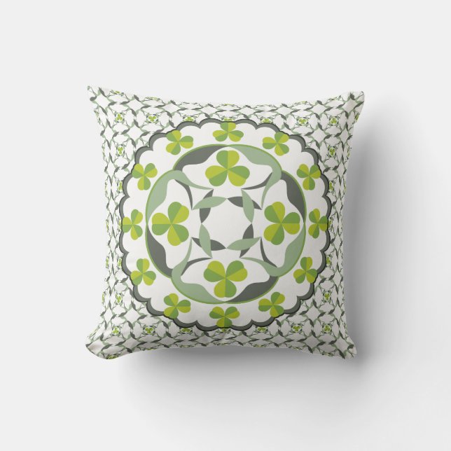 Shamrock Celtic Inspired Pattern St. Patrick’s Day Cushion (Front)