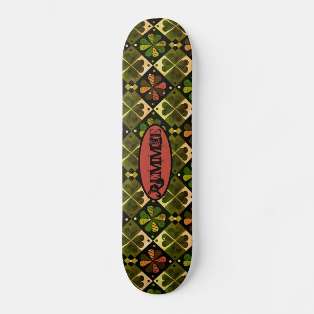 Shamrock Chequerboard Pattern   Skateboard (Front)