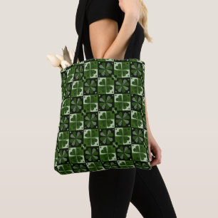 Shamrock Chequerboard Pattern Tote Bag