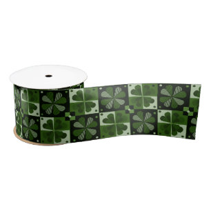 Shamrock Chequerboard  Satin Ribbon