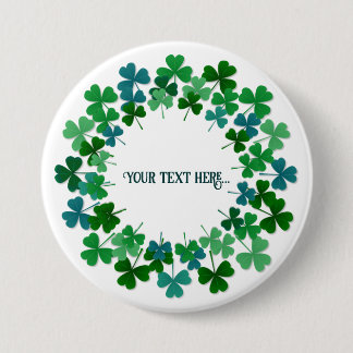 Shamrock Circle Custom Text 7.5 Cm Round Badge