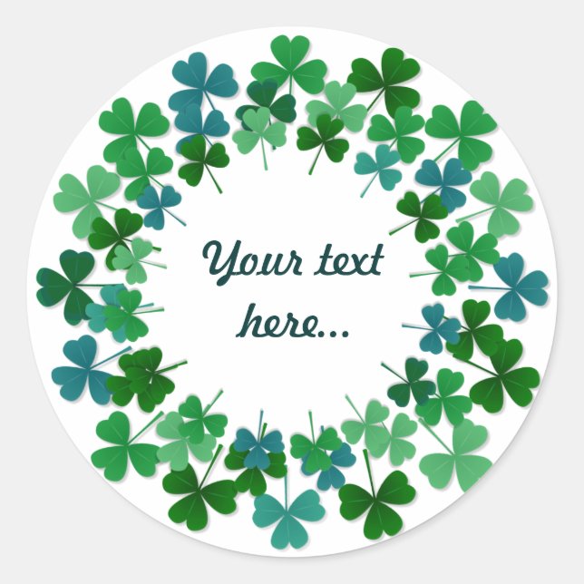 Shamrock Circle  Custom Text Classic Round Sticker (Front)