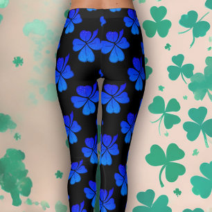 Shamrock Clover Blue Pattern St. Patrick`s Day  Leggings