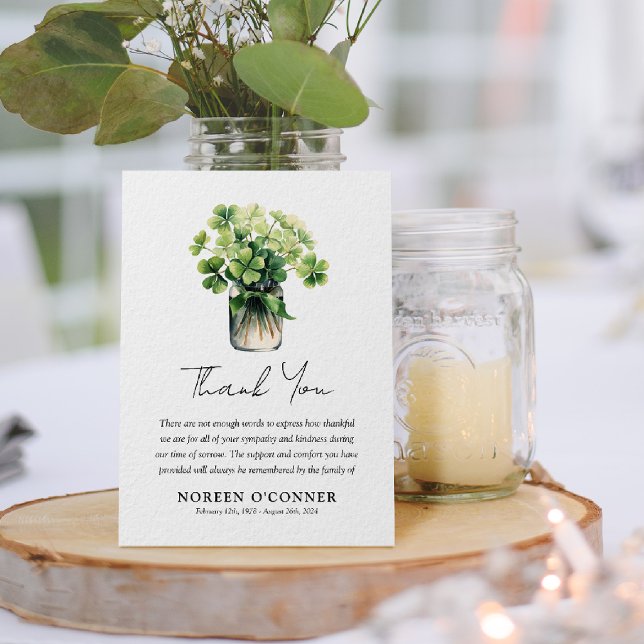 Shamrock Clover Bouquet Sympathy Thank You Card (Creator Uploaded)