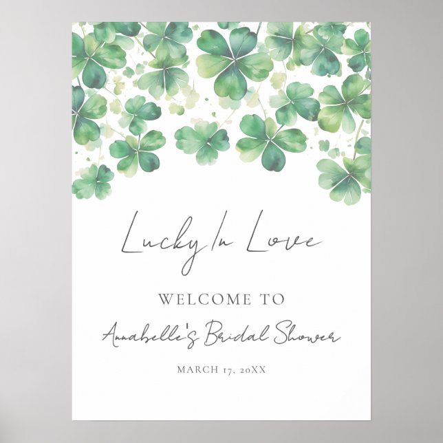 Shamrock Clover Bridal Shower Welcome Sign (Front)