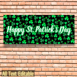 Shamrock Clover Custom Text St Patrick's Day Party Banner