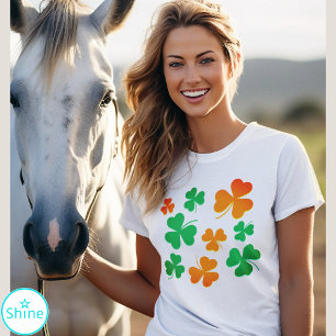 Shamrock Clover Green Orange Irish St Patricks Day T-Shirt