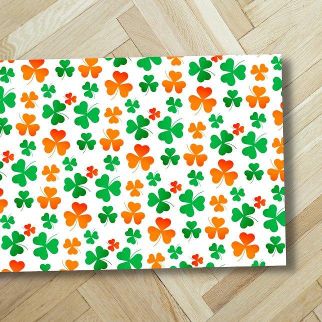 Shamrock Clover Green Orange Retro Elegant Irish Doormat (Creator Uploaded)