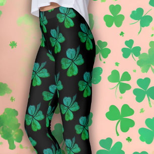 Shamrock Clover Green Pattern St. Patrick`s Day  Leggings