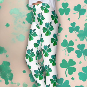 Shamrock Clover Green Pattern St. Patrick`s Day  Leggings