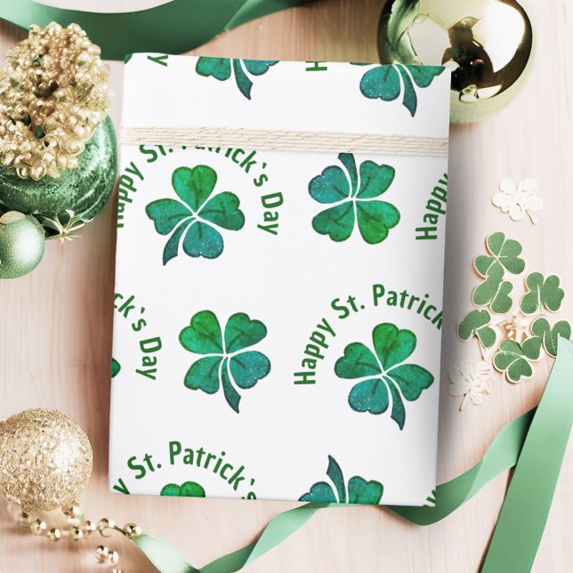 Shamrock Clover Green St. Patrick`s Day  Wrapping Paper (Creator Uploaded)