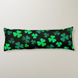 Shamrock Clover Ireland Irish Modern Green & Black Body Cushion