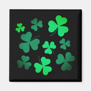 Shamrock Clover Ireland Irish Modern Green & Black Magnet