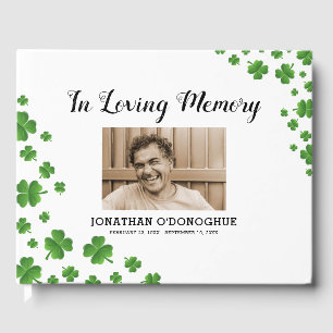 Shamrock Clover Irish Funeral Photo Guest Book