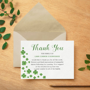 Shamrock Clover   Irish Funeral Thank You Card