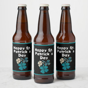 Shamrock Clover Irish Happy St. Patrick`s Day  Beer Bottle Label