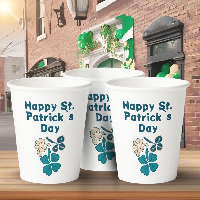 Shamrock Clover Irish Happy St. Patrick`s Day  Paper Cups (Creator Uploaded)