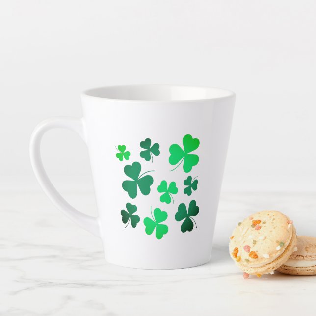 Shamrock Clover Leaf Ireland Irish Modern Elegant Latte Mug (In Situ)