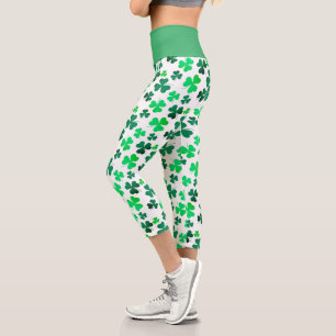 Shamrock Clover Leaf Modern Chic Stylish Capri Leggings
