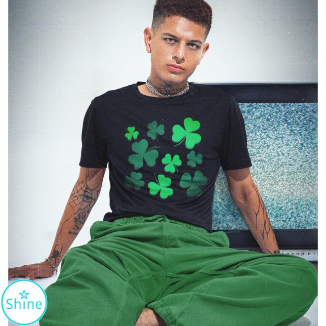 Shamrock Clover Leaf Modern Stylish T-Shirt (Creator Uploaded)