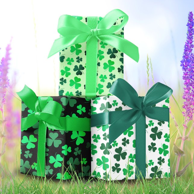 Shamrock Clover St Patrick's Day Green Leaf Floral Wrapping Paper Sheet (Creator Uploaded)
