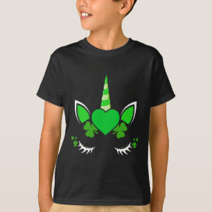 Shamrock Clover Unicorn St Patricks day Girl Kid T T-Shirt