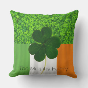 Shamrock Clovers Green Irish Flag Ireland Name Outdoor Cushion