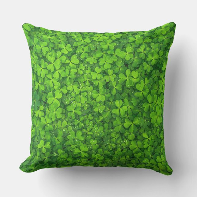 Shamrock Clovers Green Irish Ireland Outdoor Cushion (Front)