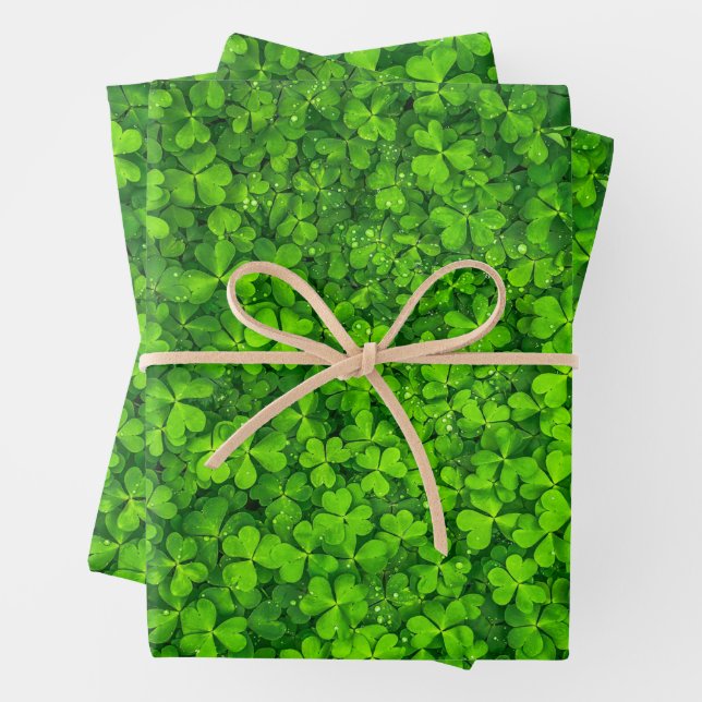 Shamrock Clovers Wrapping Paper Sheet (In situ)