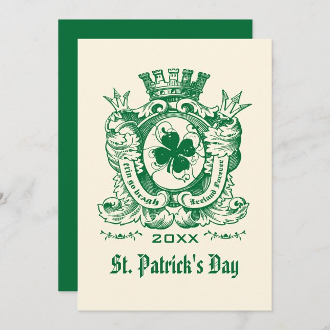 Shamrock Coat of Arm St. Patrick's Day Party Invitation (Front/Back)