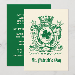 Shamrock Coat of Arm St. Patrick's Day Party Invitation