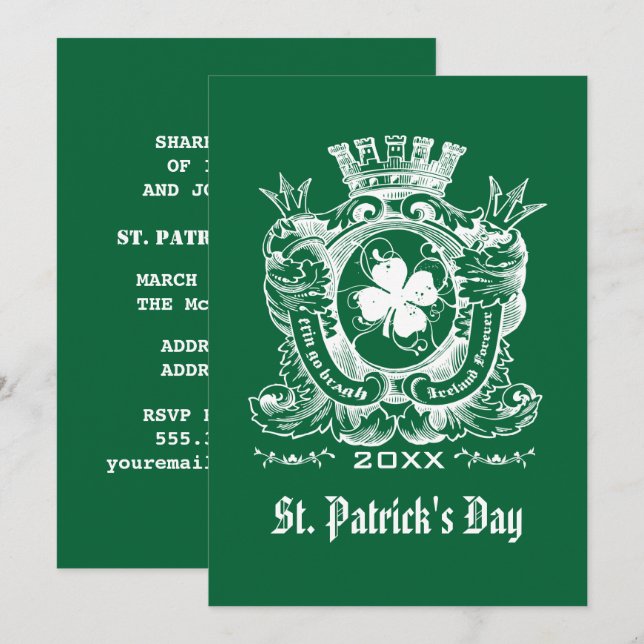 Shamrock Coat of Arm St. Patrick's Day Party Invitation (Front/Back)