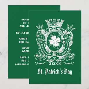 Shamrock Coat of Arm St. Patrick's Day Party Invitation
