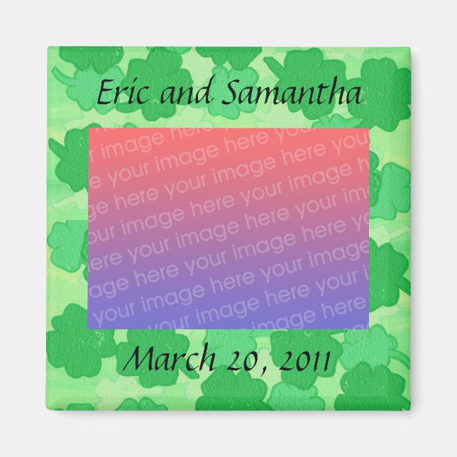 Shamrock Collage wedding photo magnets (Front)