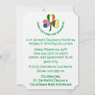 Shamrock Colombian Ireland USA Personalise Text Invitation