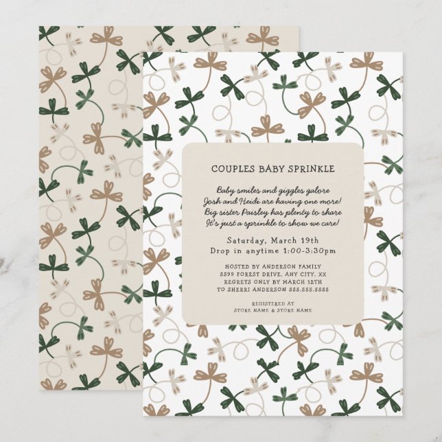 Shamrock Couples Drop In Baby Sprinkle Invitation (Front/Back)