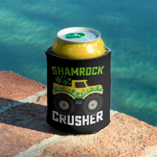 Shamrock Crusher Monster Truck St Patrick's Day Can Cooler