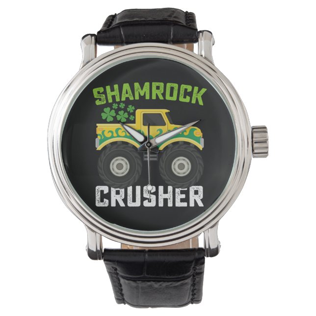 Shamrock Crusher Monster Truck St Patrick's Day Watch (Front)