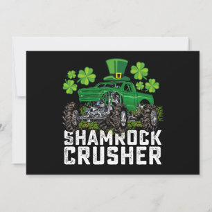 Shamrock Crusher St Patricks Day Monster Truck Invitation