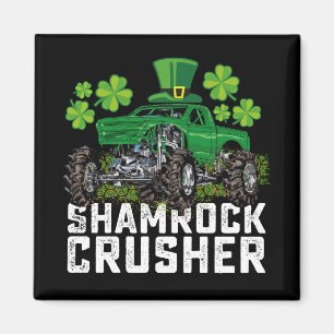 Shamrock Crusher St Patricks Day Monster Truck Magnet