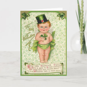 Shamrock Cupid Cherub St Patrick's Day Heart Card